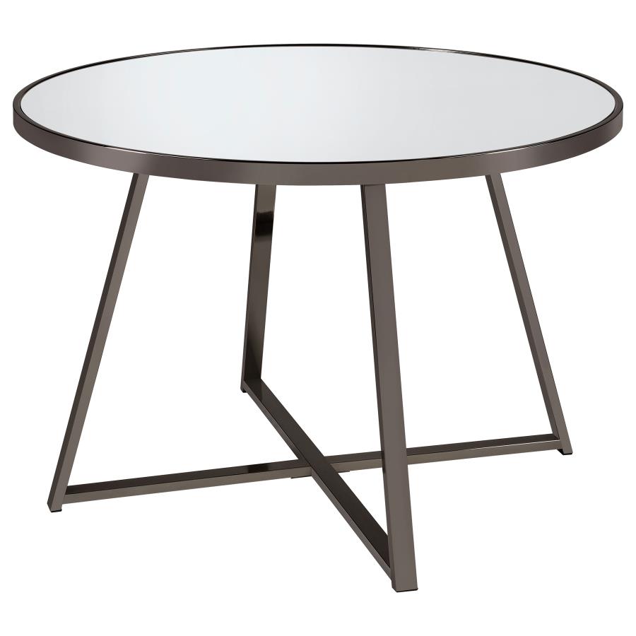 (image for) Jillian Round 45-inch Mirror Top Dining Table Black Nickel