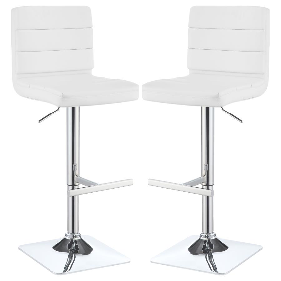 (image for) Bianca Upholstered Adjustable Bar Stool White (Set of 2) - Click Image to Close