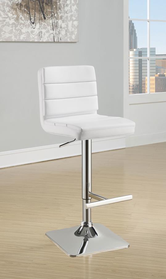 (image for) Bianca Upholstered Adjustable Bar Stool White (Set of 2)