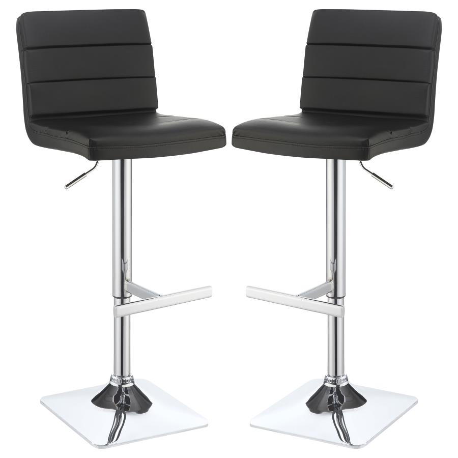 (image for) Bianca Upholstered Adjustable Bar Stool Black (Set of 2) - Click Image to Close