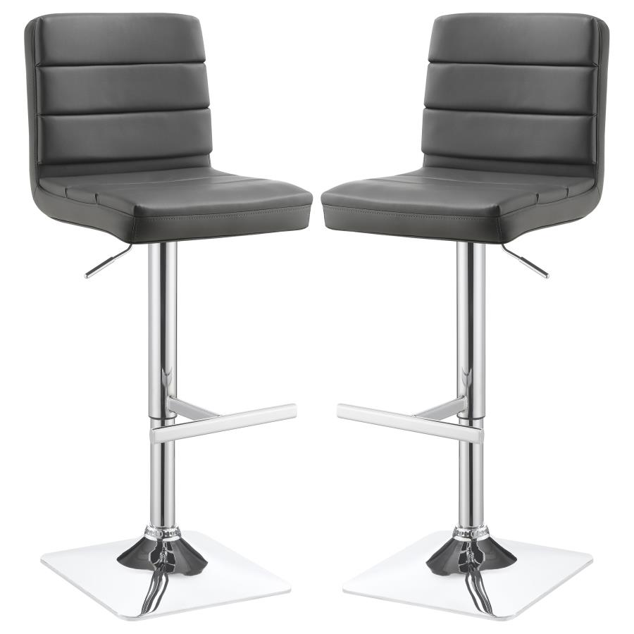 (image for) Bianca Upholstered Adjustable Bar Stool Grey (Set of 2) - Click Image to Close