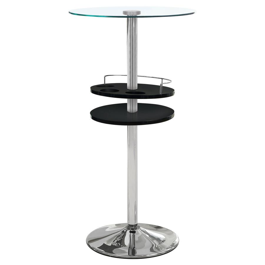 (image for) Gianella Round 24-inch Glass Top Bistro Bar Table Chrome - Click Image to Close