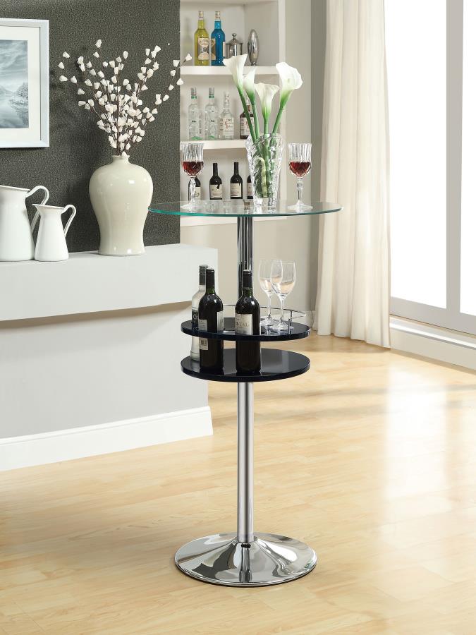 (image for) Gianella Round 24-inch Glass Top Bistro Bar Table Chrome