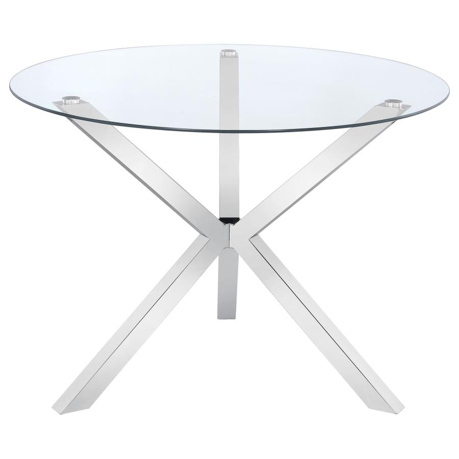 (image for) Vance Round 41-inch Glass Top Asterisk Dining Table Chrome