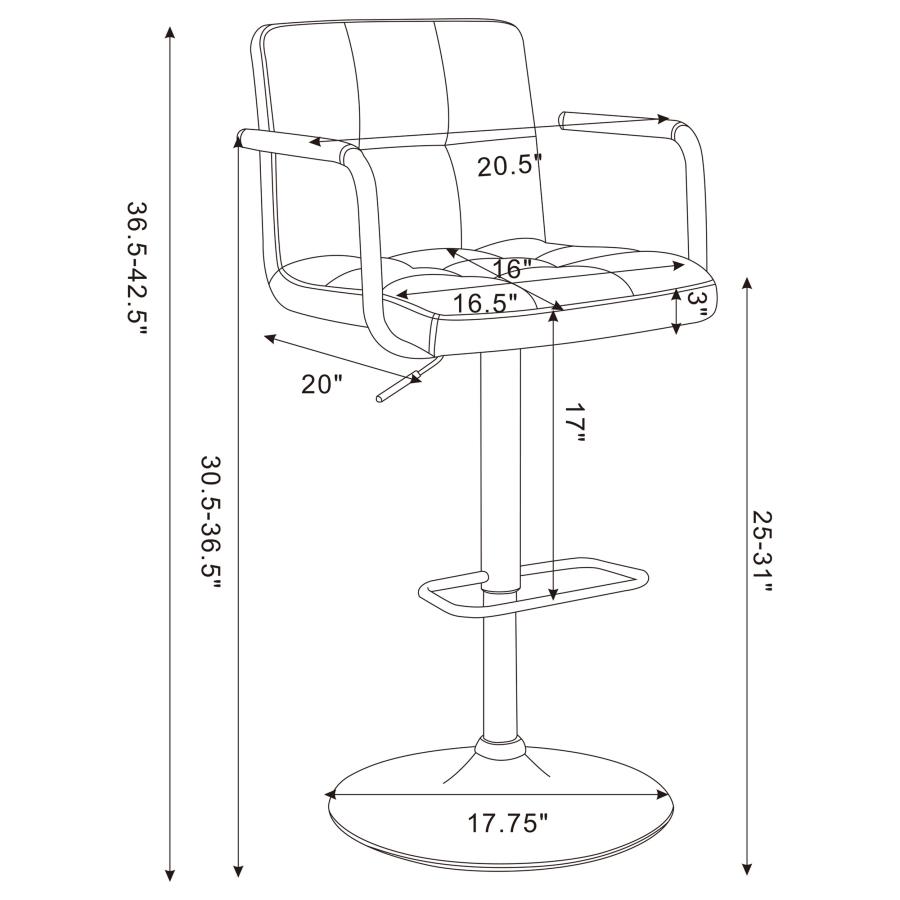 (image for) Palomar Adjustable Height Bar Stool White and Chrome