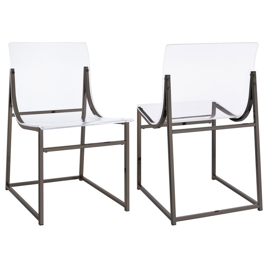 (image for) Adino Acrylic Dining Side Chair Black Nickel (Set of 2) - Click Image to Close