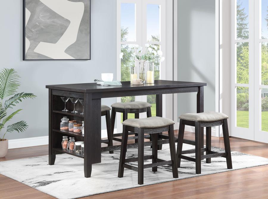 (image for) Elliston 5-piece Counter Height Dining Table Set Dark Grey - Click Image to Close