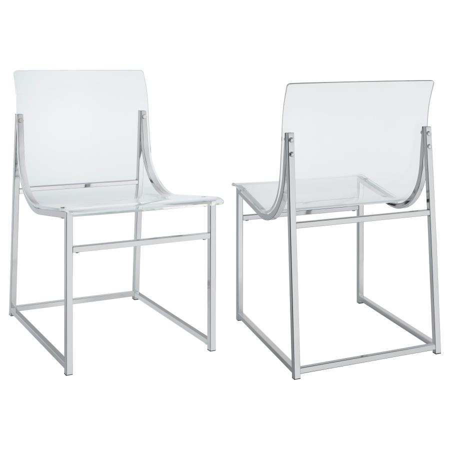 (image for) Adino Acrylic Dining Side Chair Chrome (Set of 2) - Click Image to Close