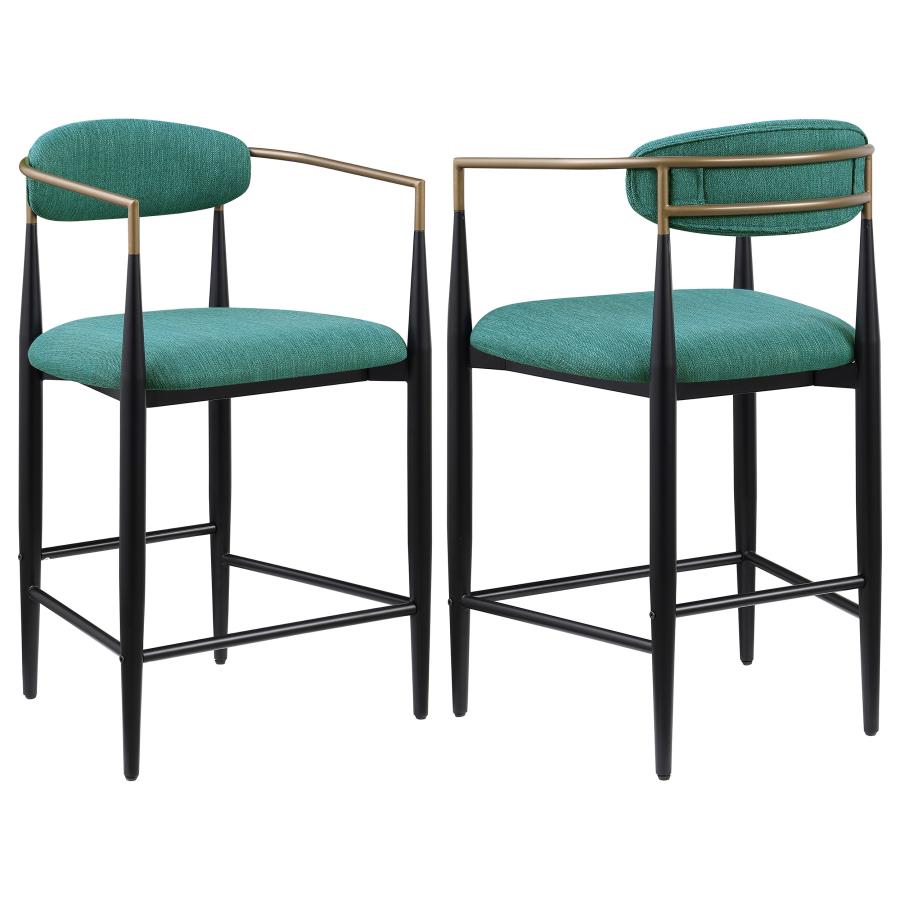 (image for) Tina Fabric Upholstered Counter Chair Green (Set of 2) - Click Image to Close