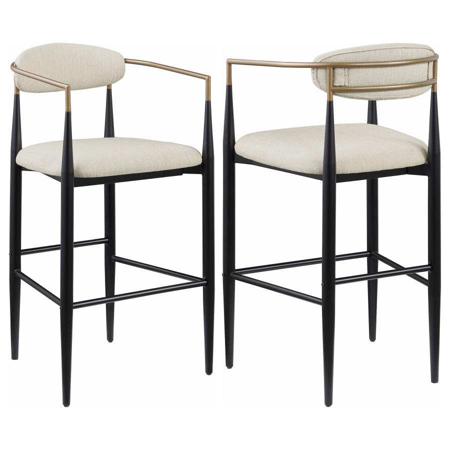 (image for) Tina Fabric Upholstered Bar Chair Beige (Set of 2) - Click Image to Close