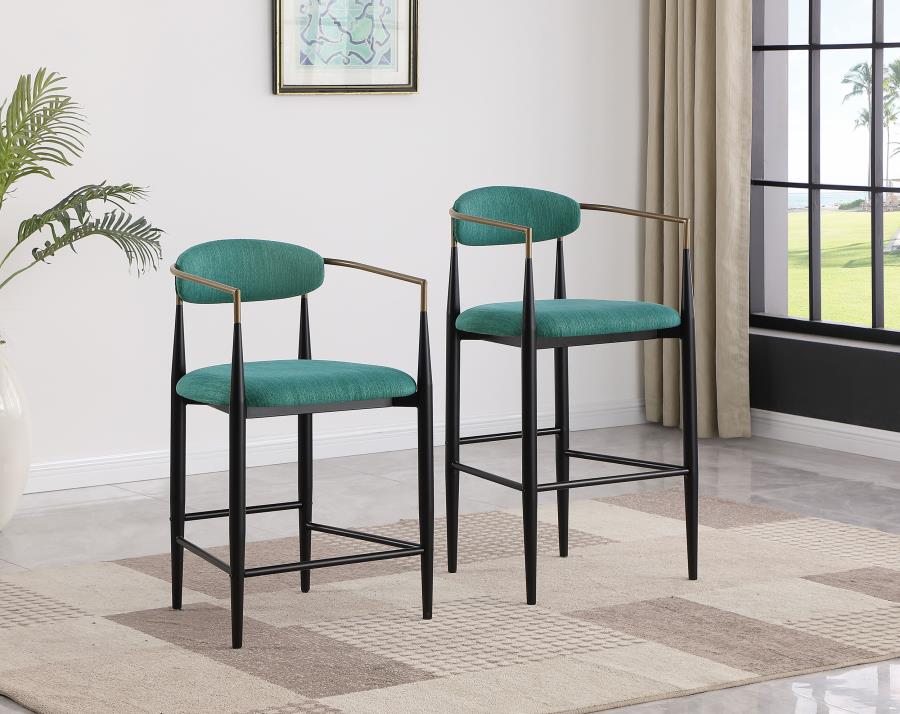 (image for) Tina Fabric Upholstered Bar Chair Green (Set of 2)