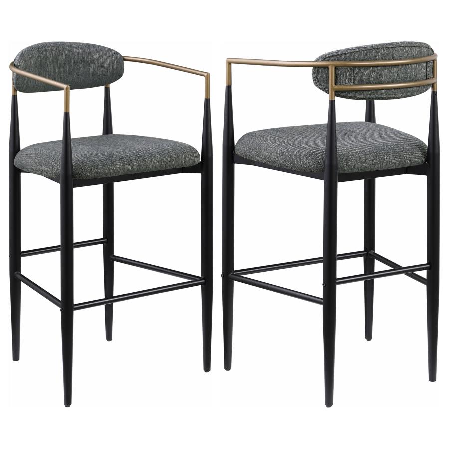 (image for) Tina Fabric Upholstered Bar Chair Dark Grey (Set of 2) - Click Image to Close