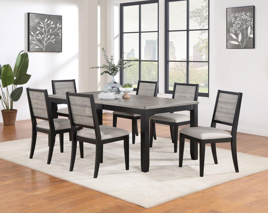 (image for) Elodie 7-piece Rectangular Extension Leaf Dining Set Black - Click Image to Close