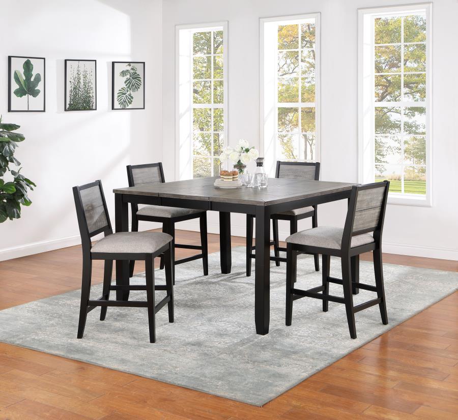 (image for) Elodie 5-piece Extension Leaf Counter Dining Set Black - Click Image to Close