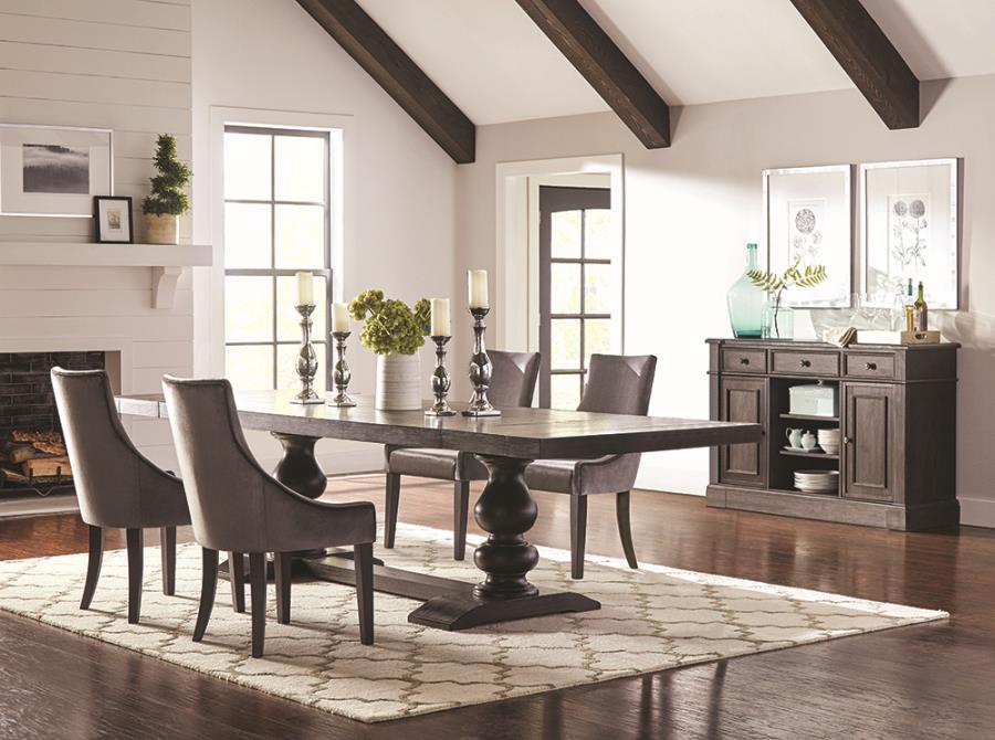 (image for) Phelps 5-piece Rectangular Dining Table Set Distressed Noir - Click Image to Close