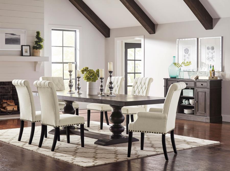 (image for) Phelps 8-piece Rectangular Dining Table Set Distressed Noir - Click Image to Close