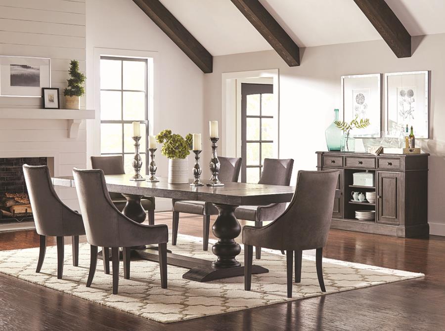 (image for) Phelps 8-piece Rectangular Dining Table Set Distressed Noir - Click Image to Close