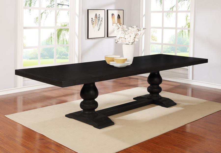 (image for) Phelps 123-inch Extension Leaf Dining Table Distressed Noir