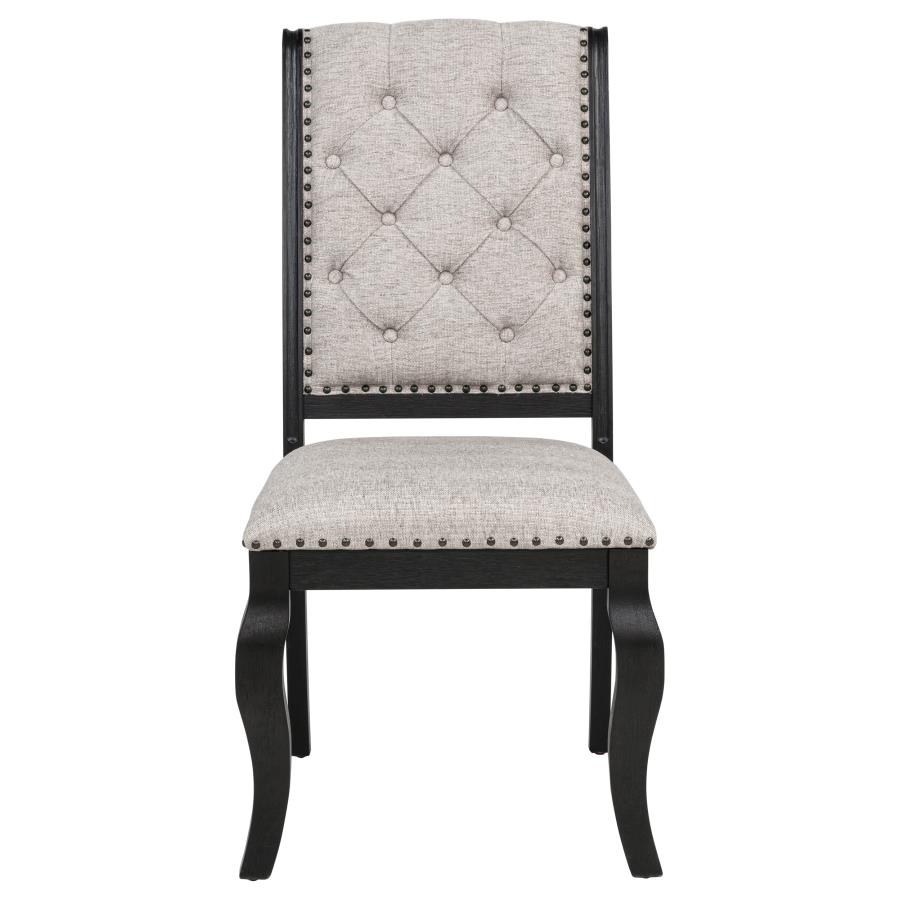 Phelps Upholstered Dining Side Chair Tan Distressed Noir (Set of 2)