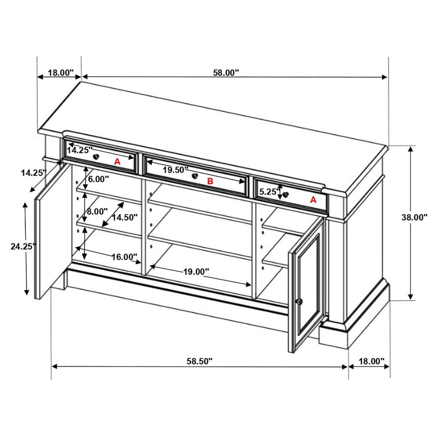 (image for) Phelps 2-door Sideboard Buffet Cabinet Distressed Noir