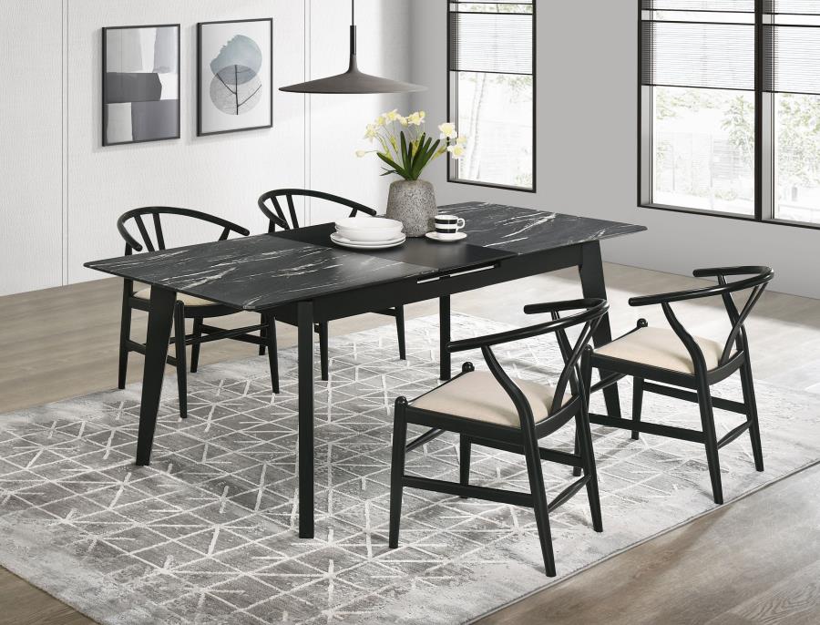 (image for) Crestmont 5-piece Extension Leaf Dining Table Set Black