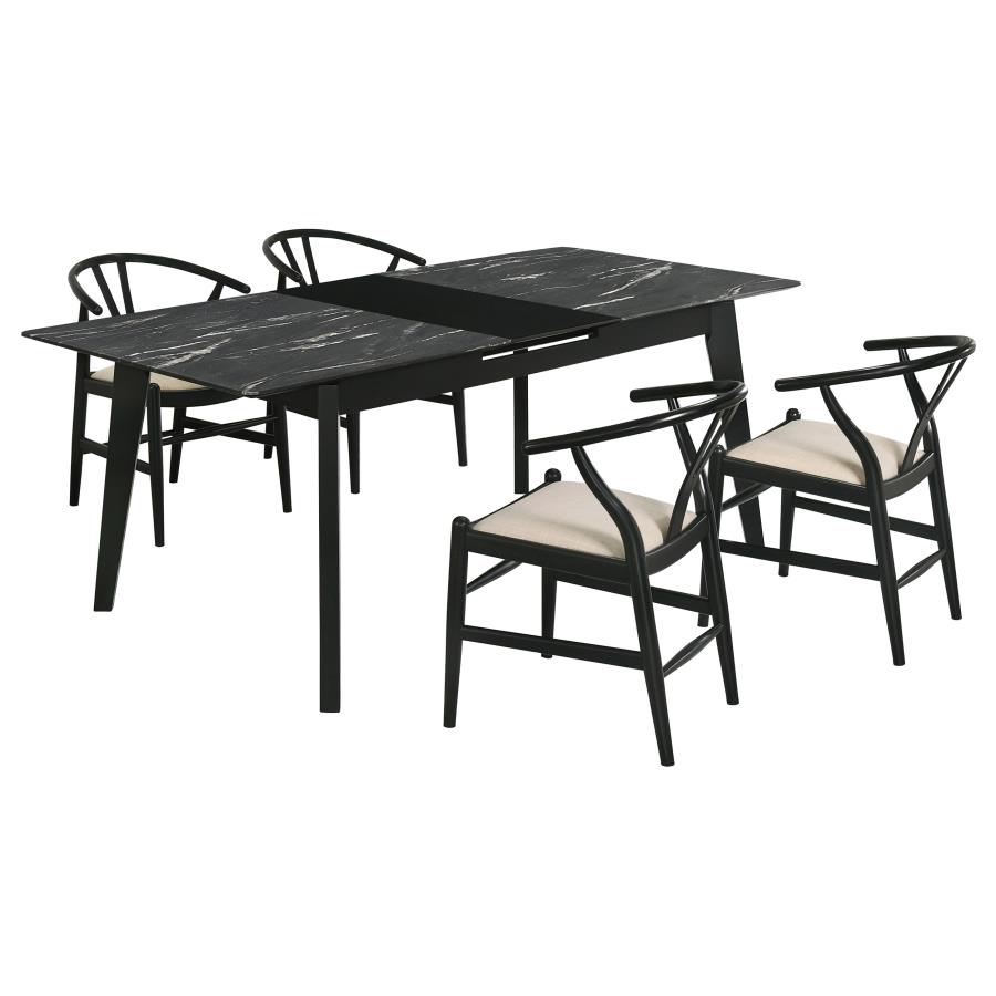 (image for) Crestmont 5-piece Extension Leaf Dining Table Set Black