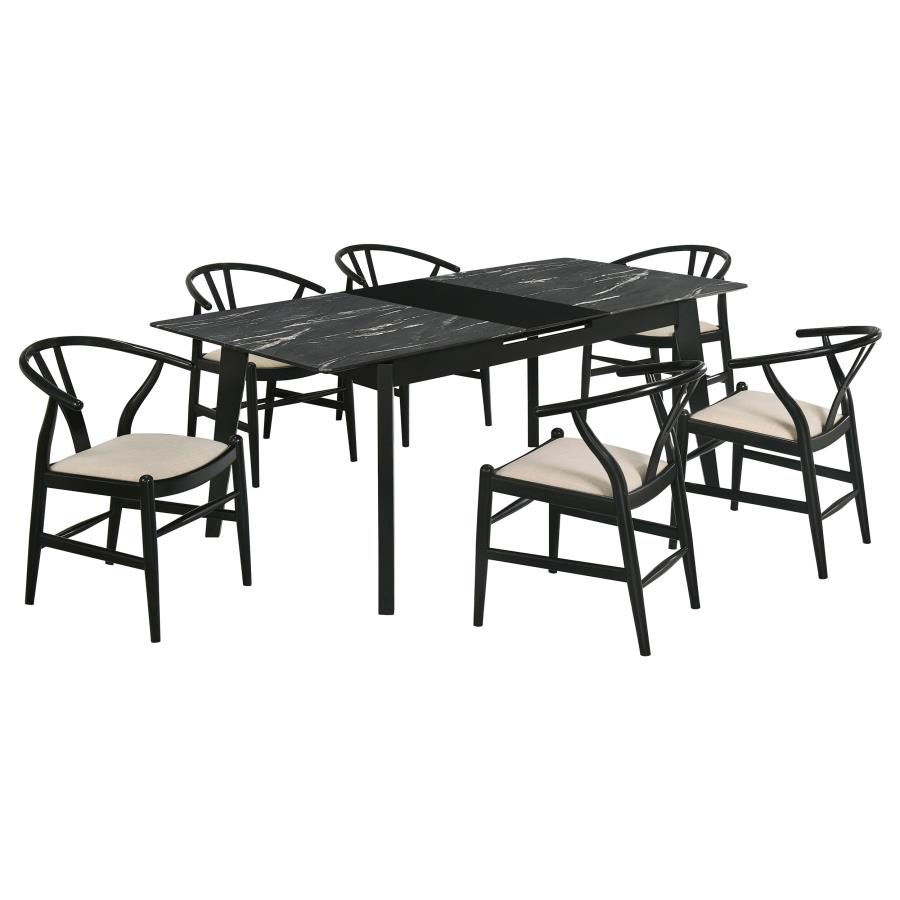 (image for) Crestmont 7-piece Extension Leaf Dining Table Set Black