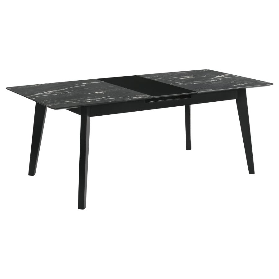 (image for) Crestmont 78-inch Extension Dining Table Black Faux Marble - Click Image to Close