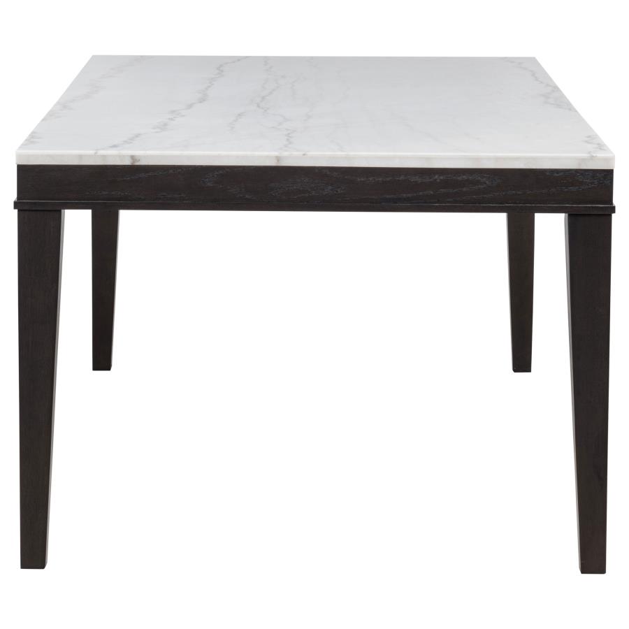 Averill 7-piece White Marble Top Dining Set Tan and Coffee Bean