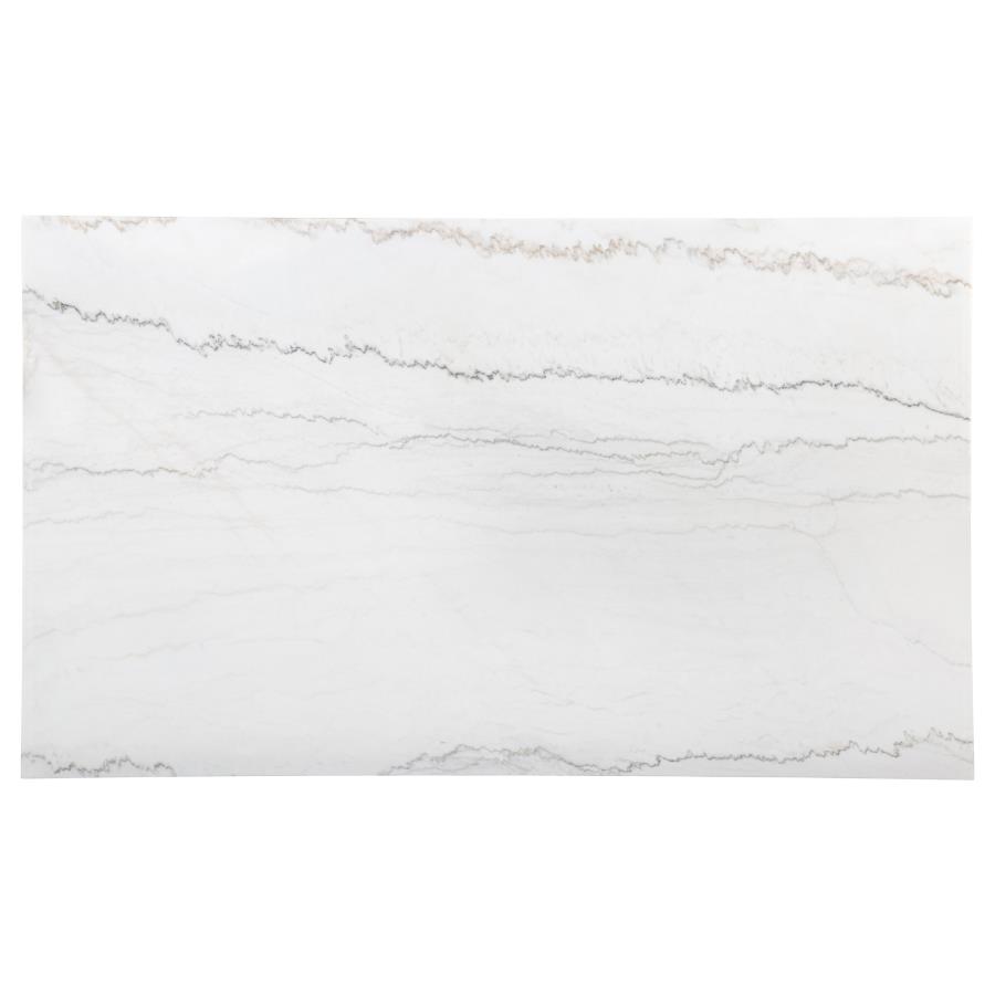 Averill 72-inch Rectangular White Marble Top Dining Table Coffee Bean