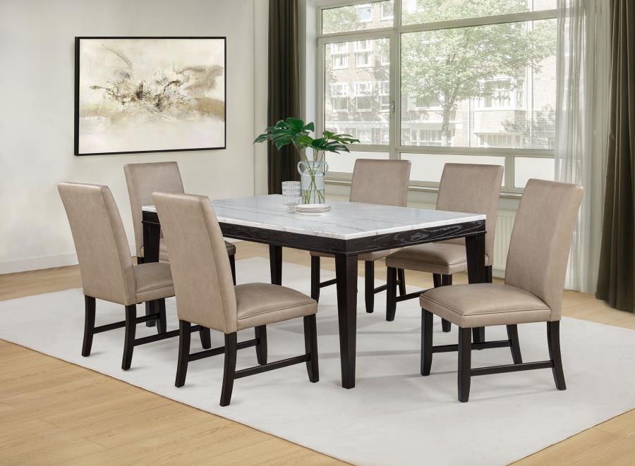 Modal Additional Images for Averill 72-inch Rectangular White Marble Top Dining Table Coffee Bean