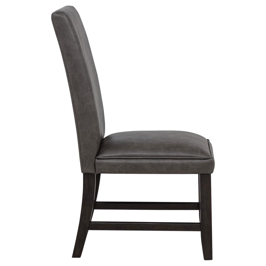Averill Faux Leather Upholstered Dining Side Chair Dark Grey (Set of 2)