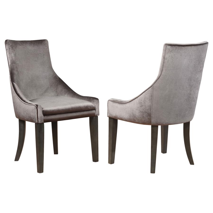 (image for) Phelps Velvet Upholstered Dining Side Chair Grey (Set of 2) - Click Image to Close