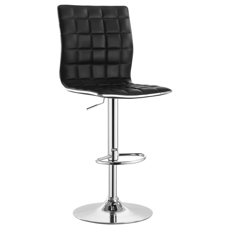 (image for) Ashbury Upholstered Adjustable Bar Stool Black (Set of 2) - Click Image to Close