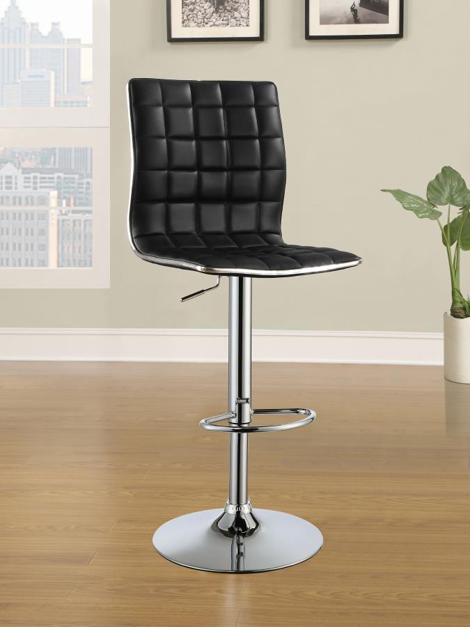 (image for) Ashbury Upholstered Adjustable Bar Stool Black (Set of 2)