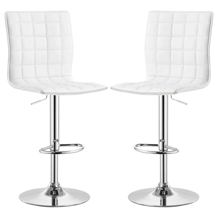 (image for) Ashbury Upholstered Adjustable Bar Stool White (Set of 2) - Click Image to Close