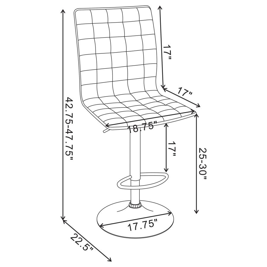 (image for) Ashbury Upholstered Adjustable Bar Stool White (Set of 2)