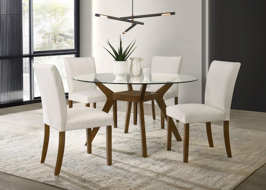 Modal Additional Images for Paxton Round 48-inch Glass Top Wood Dining Table Brown