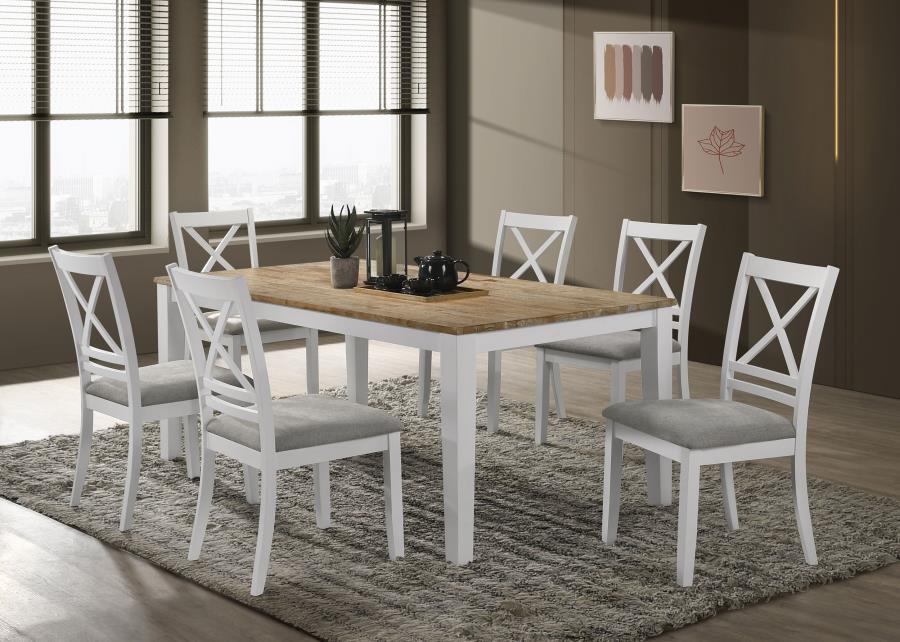 (image for) Hollis 7-piece Rectangular Dining Table Set Brown and White - Click Image to Close