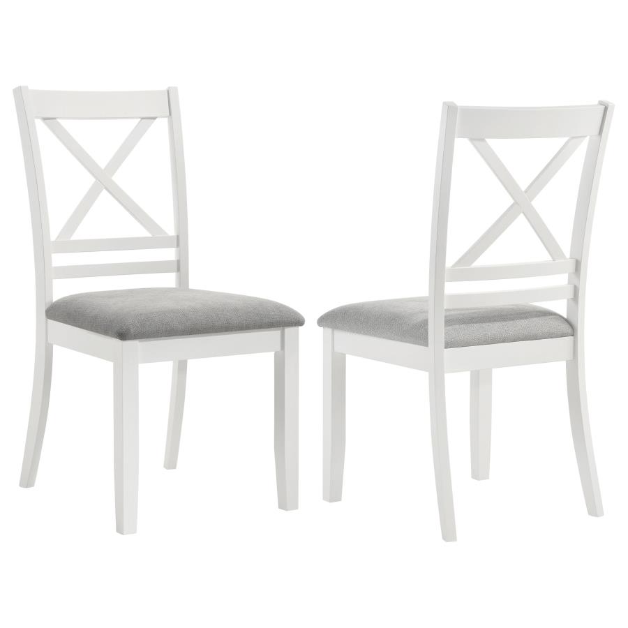 (image for) Hollis Cross Back Wood Dining Side Chair White (Set of 2) - Click Image to Close