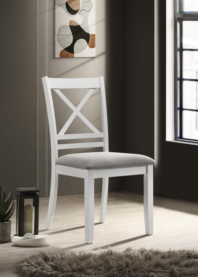 (image for) Hollis Cross Back Wood Dining Side Chair White (Set of 2)