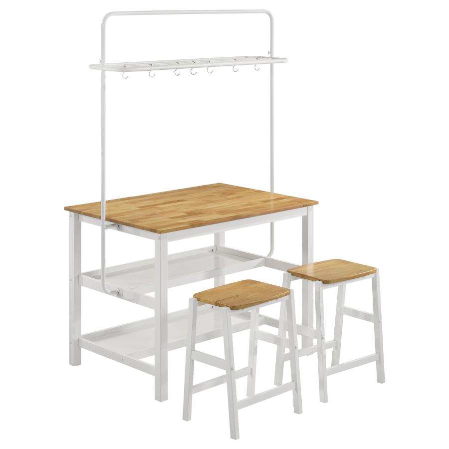 (image for) Edgeworth 3-piece Kitchen Island Counter Height Table Set White