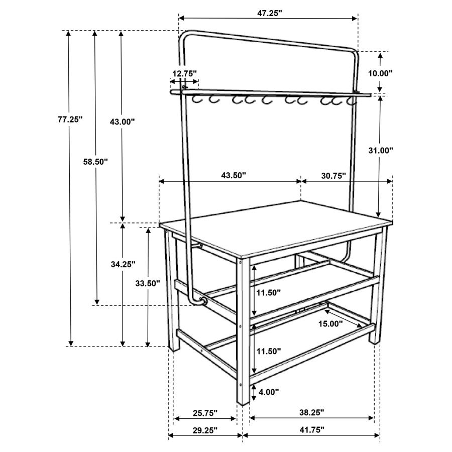 (image for) Edgeworth 3-piece Kitchen Island Counter Height Table Set White