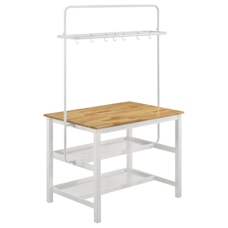 (image for) Edgeworth Kitchen Island Counter Table with Pot Rack White