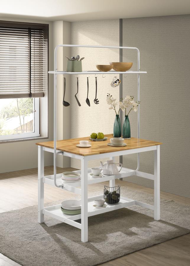 (image for) Edgeworth Kitchen Island Counter Table with Pot Rack White