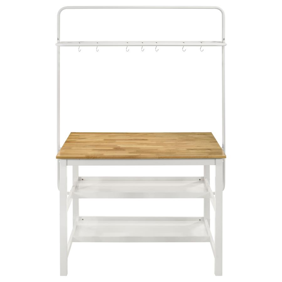 (image for) Edgeworth Kitchen Island Counter Table with Pot Rack White