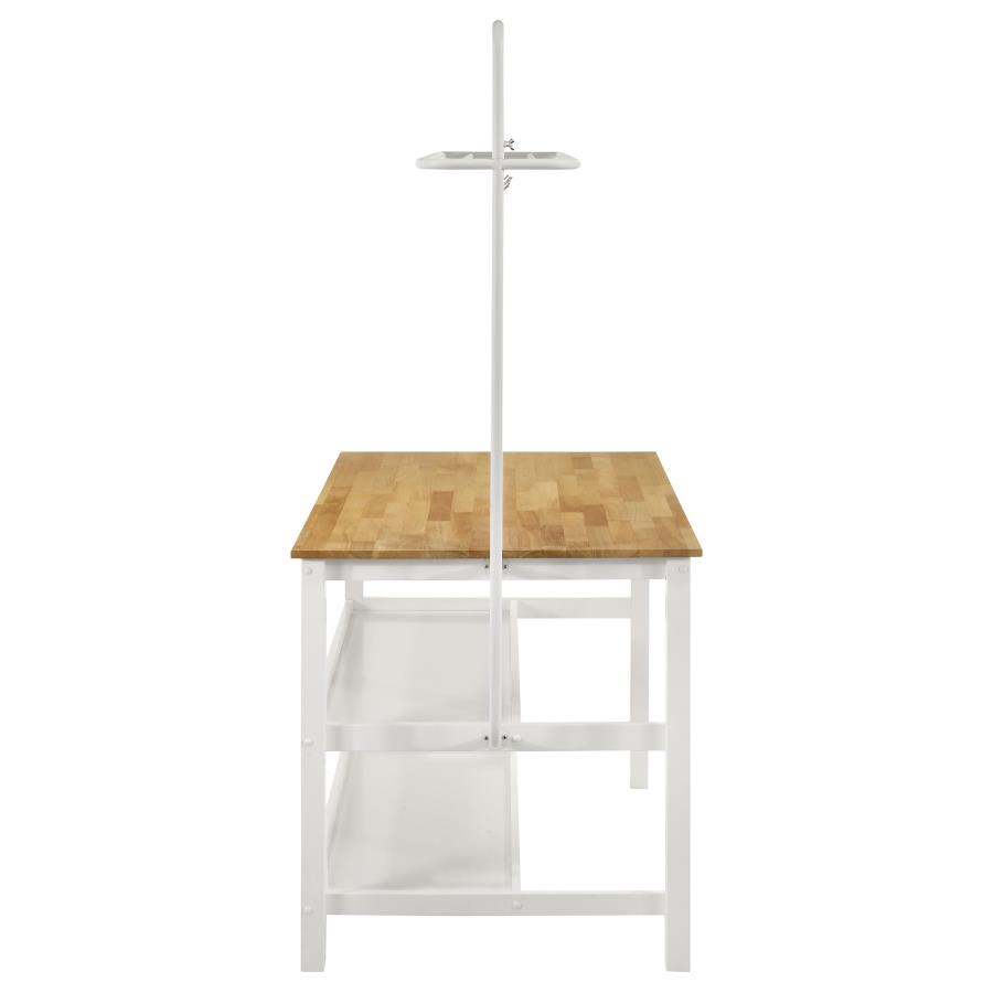 (image for) Edgeworth Kitchen Island Counter Table with Pot Rack White