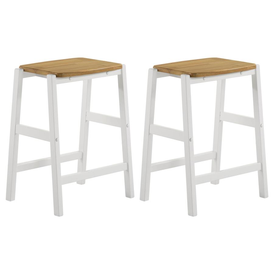 (image for) Edgeworth Wood Backless Counter Stool White (Set of 2) - Click Image to Close