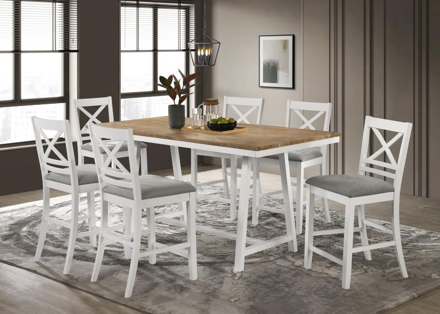 (image for) Hollis 7-piece Counter Height Dining Set Brown and White - Click Image to Close