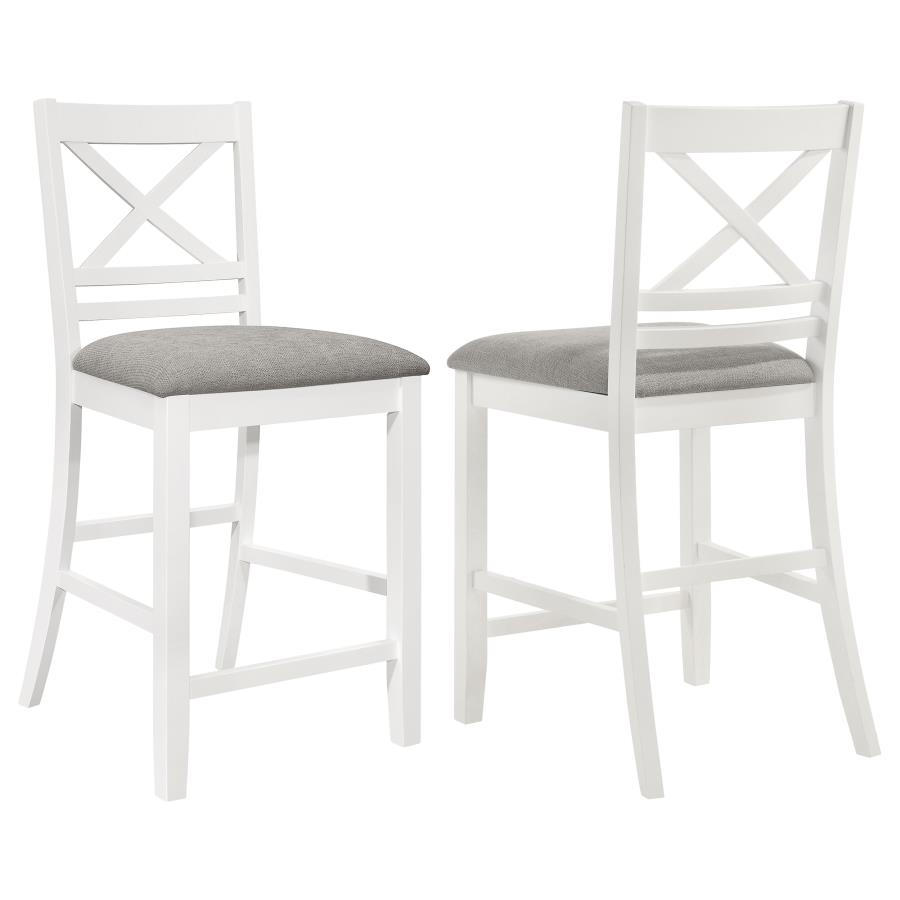 (image for) Hollis Wood Counter Chair with Cushion White (Set of 2) - Click Image to Close